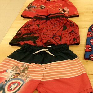 Lot of 3 Marvel Capt America Spider-Man Boys XS Board Shorts Bathing Swim Trunks